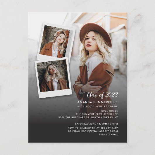 Afstuderen 2024 Multi Foto Afstuderen Partij Uitnodiging Briefkaart (Voorkant)