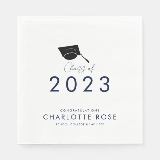Afstuderen 2024 Navy Blue Script Afstudeerder Part Servet (Voorkant)