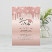 Afstuderen 2024 Roos Gold Drip Afstudeerder Party Kaart (Staand voorkant)