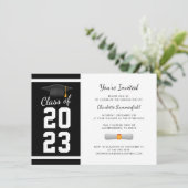 Afstuderen 2024 Zwart-wit Afstudeerder Party Kaart (Staand voorkant)