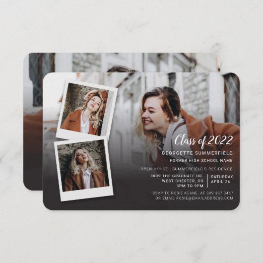 Afstuderen 2025 4 Foto's Afstudeerder Uitnodiging (Voorkant / Achterkant)