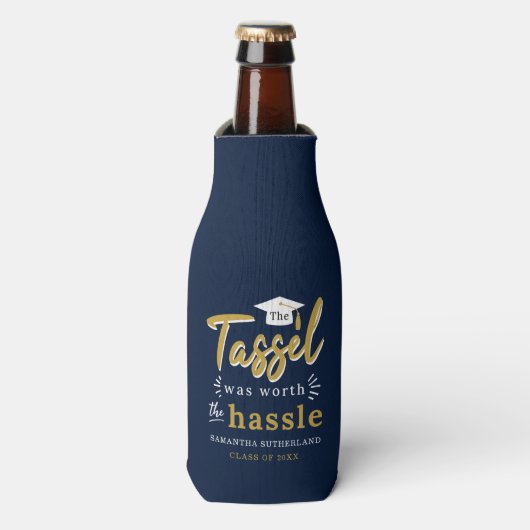 Afstuderen 2025 College Navy Blue Afstudeerder Par Flesjeskoeler (Fles Voorkant)