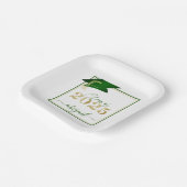Afstuderen 2025 Faux Metallic Green Gold Script Papieren Bordje (Gebogen)