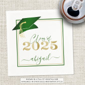 Afstuderen 2025 Faux Metallic Green Gold Script Servet
