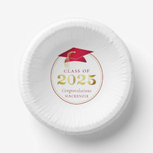 Afstuderen 2025 Faux Metallic Red Gold Papieren Kommen