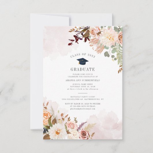 Afstuderen 2025 Floral Afstudeerder Party Kaart (Voorkant)