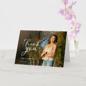 Afstuderen 2025 Foto Bedankt Script Folie Wenskaart (Orchidee)