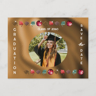 Afstuderen 2025 Foto Rode Disco Bal Save the Date Briefkaart