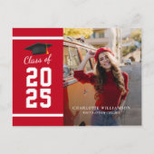 Afstuderen 2025 Foto Rood Wit Afstudeerder Aankondigingskaart (Voorkant)