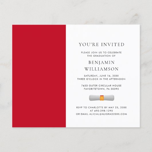 Afstuderen 2025 Foto Rood Wit Uitnodiging (Achterkant)