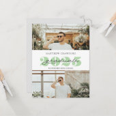 Afstuderen 2025 fotoaankondiging modern script kaart (Voorkant / Achterkant in situ)