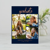 Afstuderen 2025 Fotocollage Afstudeerder Party Roo Folie Uitnodiging (Staand Voorkant)