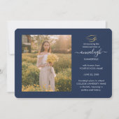 Afstuderen 2025 Fotocollage Navy Blauw Afstuderen Aankondiging (Achterkant)