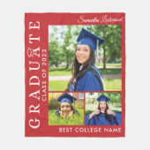 Afstuderen 2025 Fotocollage Rood Afstudeerder Keep Fleece Deken (Voorkant)