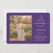 Afstuderen 2025 Fotocollage Script Paarse Goud Aankondiging (Achterkant)