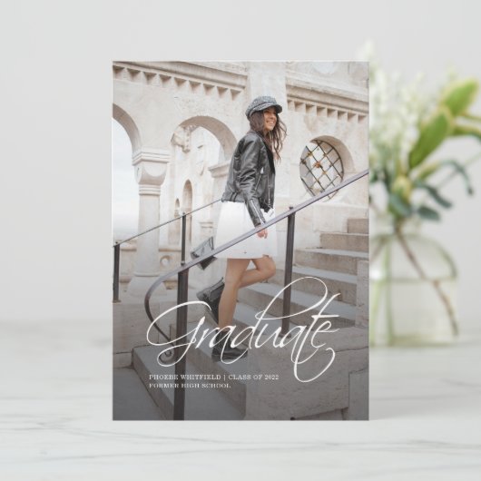 Afstuderen 2025 Fotoscript Elegant Aankondiging (Staand voorkant)