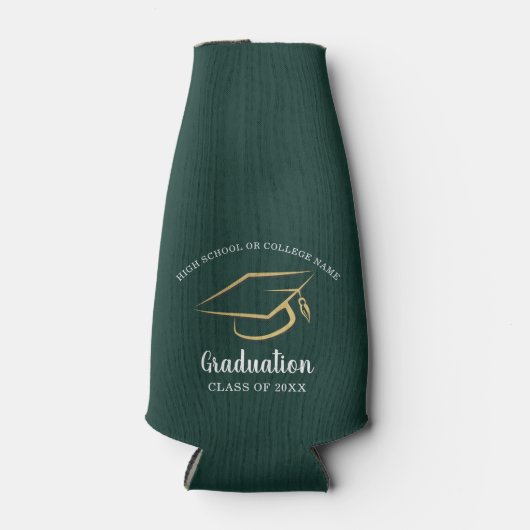 Afstuderen 2025 Groen Afstudeerder Party Custom Flesjeskoeler (Voorkant)