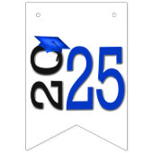 Afstuderen 2025 in blauw en zwart vlaggetjes (Eerste vlag)