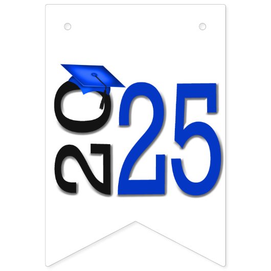 Afstuderen 2025 in blauw en zwart vlaggetjes (Eerste vlag)