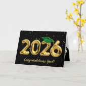 Afstuderen 2025 met groen Pet en Confetti Kaart (Gele Bloem)
