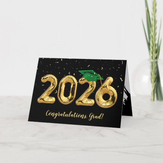 Afstuderen 2025 met groen Pet en Confetti Kaart (Voorkant)