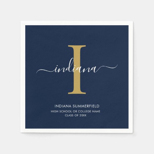 Afstuderen 2025 Monogram Script Naam Afstudeerder Servet (Voorkant)