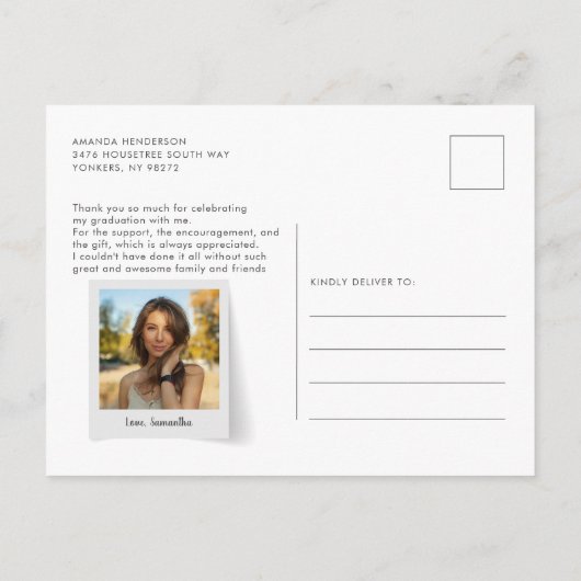 Afstuderen 2025 Multi Photo Script Bedankt Briefkaart (Achterkant)