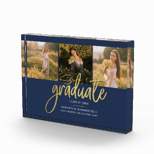 Afstuderen 2025 Navy Blue Afstudeerder Keepsake Fotoblokken
