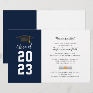 Afstuderen 2025 Navy Blue Afstudeerder Party Invit