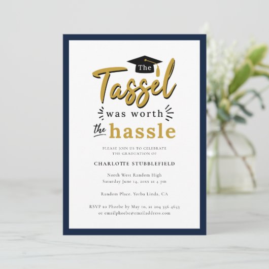 Afstuderen 2025 Navy Blue Photo Afstudeerder Party Kaart (Staand voorkant)