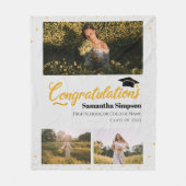 Afstuderen 2025 Photo Collage Gold Afstuderen Fleece Deken (Voorkant)