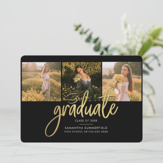 Afstuderen 2025 Photo Collage Zwart Script Afstude Aankondiging (Staand voorkant)