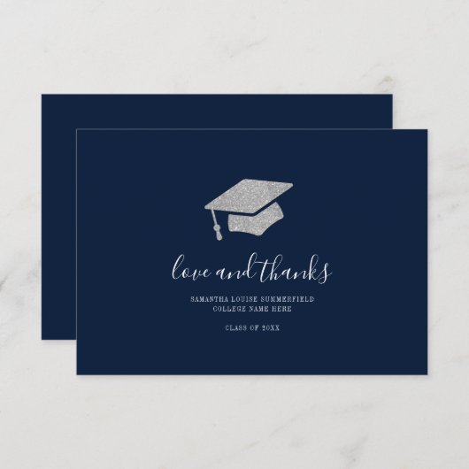 Afstuderen 2025 Photo Silver Script Afstudeerder Bedankkaart (Voorkant / Achterkant)
