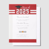 Afstuderen 2025 Red White Gard Party Vellum Uitnodigingen (Offset)