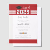 Afstuderen 2025 Red White Script Afstudeerder Part Vellum Uitnodigingen (Offset)