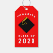 Afstuderen 2025 Rode Gift Labels Cadeaulabel (Voorkant)