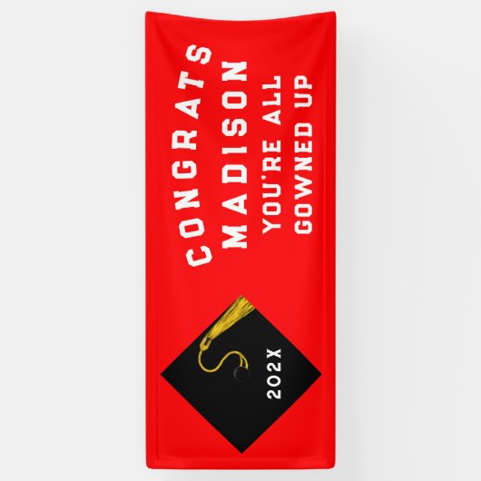 Afstuderen 2025 Rood Spandoek (Verticaal)