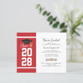 Afstuderen 2025 Rood Wit Afstudeerder Uitnodiging (Staand voorkant)