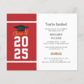 Afstuderen 2025 Rood Wit Afstudeerder Uitnodiging (Voorkant)