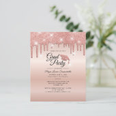 Afstuderen 2025 Roos Gold Party Invitation (Staand voorkant)