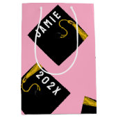 Afstuderen 2025 Roze Medium Gift Bag Cadeauzakje (Voorkant)