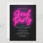 Afstuderen 2025 Roze Neon Script 2 Foto's Party Kaart (Voorkant)