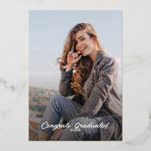 Afstuderen 2025 Script Green Photo Party Gold Folie Uitnodiging (Achterkant)