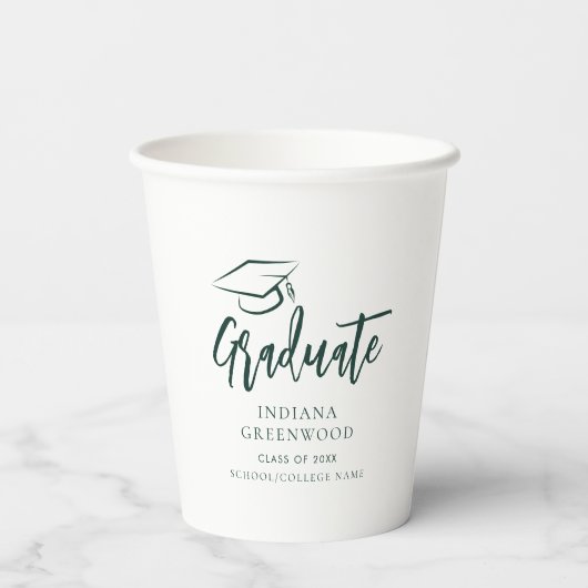Afstuderen 2025 Script Groen Gepersonaliseerde Par Papieren Bekers (Achterkant)