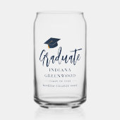 Afstuderen 2025 Script Navy Blue Gepersonaliseerd  Blikvorm Glas (Voorkant)