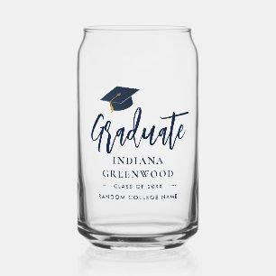 Afstuderen 2025 Script Navy Blue Gepersonaliseerd  Blikvorm Glas