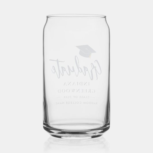 Afstuderen 2025 Script Navy Blue Gepersonaliseerd  Blikvorm Glas (Achterkant)