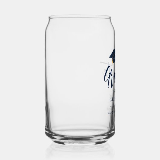 Afstuderen 2025 Script Navy Blue Gepersonaliseerd  Blikvorm Glas (Rechts)