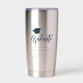 Afstuderen 2025 Script Navy Blue Gepersonaliseerd Geïsoleerde Drinkbeker (Voorkant)