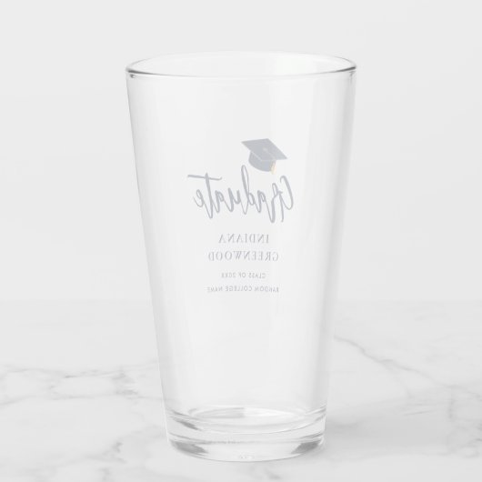 Afstuderen 2025 Script Navy Blue Gepersonaliseerd Glas (Achterkant)